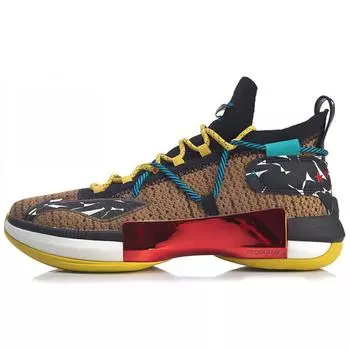 Баскетбольные кроссовки Li Ning Flash 6 Premium Trend с амортизацией, противоскользящие, износостойкие, балансирующие, средней высоты, мужские баскетбольные кроссовки черного и коричневого цвета ABAQ001-7 39