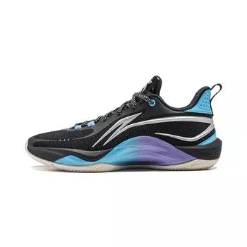 Баскетбольные кроссовки Li Ning Flash Ghost Fabric из синтетической кожи с нескользящей подошвой, износостойкие, с поддержкой отскока, унисекс, цвет черный, синий ABPU001-4 45
