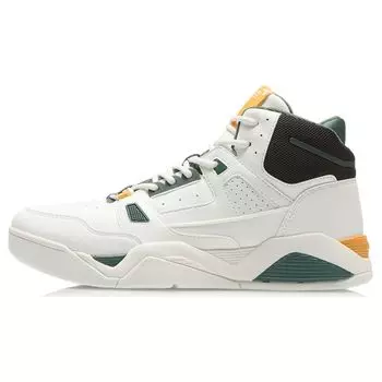 Баскетбольные кроссовки Li Ning из кожи, амортизирующие, нескользящие, износостойкие, дышащие, легкие, высокие, в стиле ретро, женские, белые, зеленые, AGBR084-4 35