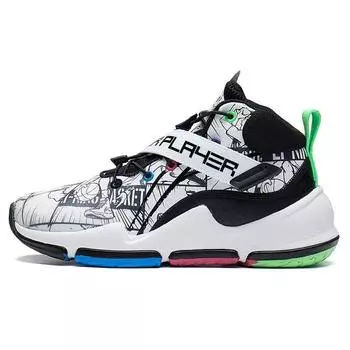 Баскетбольные кроссовки Li Ning Kids Basketball Series Shock Absorbation Rebound Letter Print Mid-Top Детские баскетбольные кроссовки Black White YKBS078-11 36