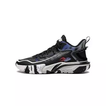 Баскетбольные кроссовки Li Ning Kids с цветным блоком и логотипом, нескользящие, с низким верхом, детские кроссовки черного цвета YKBU068-7 36