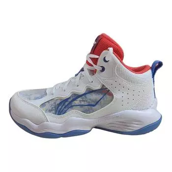 Баскетбольные кроссовки Li Ning Kids, удобные, простые, амортизирующие, прочные, с высоким верхом, детские баскетбольные кроссовки синего и белого цвета YKBT096-1 31