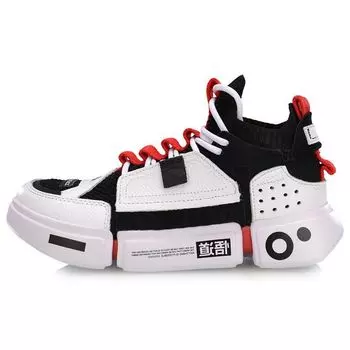 Баскетбольные кроссовки Li Ning Paris Fashion Week Wudao Ace Fabric Synthetic Leather Nubuck Mid-Top Retro, женские кроссовки, цвет черный, белый, красный AGBN062-12 35