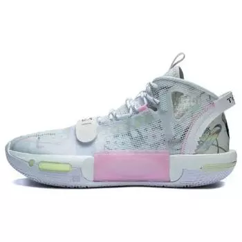 Баскетбольные кроссовки Li Ning Phantom 4 V2 с амортизацией, противоскользящие, прочные, средней высоты, мужские баскетбольные кроссовки серо-розового цвета ABPT015-7 41