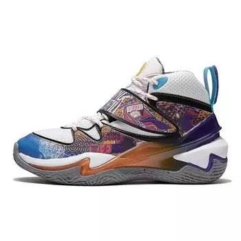 Баскетбольные кроссовки Li Ning Pioneer Premium 2.0 с амортизацией, противоскользящие, прочные, средней высоты, детские баскетбольные кроссовки белого, черного, оранжевого цветов YKBS002-1 39