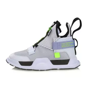 Баскетбольные кроссовки Li Ning Reignite WS 2019 New York Fashion Week средней высоты в ретро-стиле, унисекс, серо-белые, AGBP028-4 43
