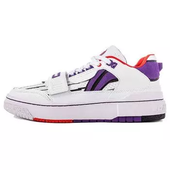 Баскетбольные кроссовки Li Ning Rookie Van Vleet PE из искусственной кожи и замши в стиле ретро с низким верхом, мужские кроссовки белого и фиолетового цвета ABCS027-5 45