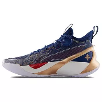 Баскетбольные кроссовки Li Ning Sonic 10 Ultra Iris Fabric TPU с амортизацией, противоскользящие, износостойкие, с отскоком, среднего размера, мужские кроссовки темно-синего цвета ABAS145-3 41