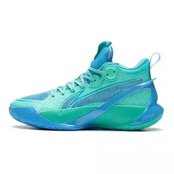 Баскетбольные кроссовки Li Ning Sonic 10 V1 с амортизацией и износостойкостью средней высоты, детские кроссовки флуоресцентно-нефритово-зеленого цвета YKBS022-3 42