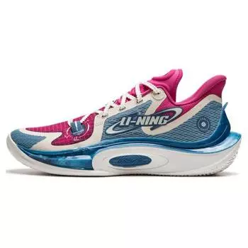 Баскетбольные кроссовки Li Ning Sonic 11 Astro-S2 из искусственной кожи с амортизацией, нескользящие, износостойкие, низкие, мужские, синие, розовые, ABAT021-7 43