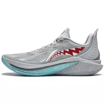 Баскетбольные кроссовки Li Ning Sonic 12 Big White Shark легкие, устойчивые, нескользящие, износостойкие, с поддержкой отскока, низкие, мужские, серо-красные ABAU019-6 47