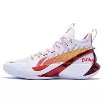 Баскетбольные кроссовки Li Ning Sonic Ultra Shock Absorbing Non-Slip Durable Mid Top мужские белые красные ABAS145-9 44