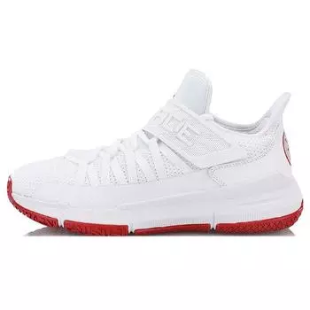 Баскетбольные кроссовки Li Ning Velcro с амортизацией, нескользящие, прочные, низкие, мужские, белые, красные ABCN017-2 44