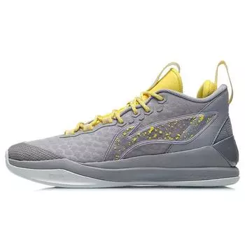 Баскетбольные кроссовки Li Ning Wade Way Phantom Shock Absorbing Anti-Slip износостойкие средней высоты унисекс серо-желтые ABPR015-7 41