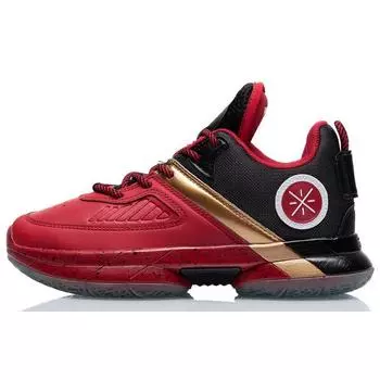 Баскетбольные кроссовки Li Ning Wade Way Salute, удобные, противоскользящие, амортизирующие, прочные, среднего размера, детские кроссовки, красные, черные YKBQ034-7 35
