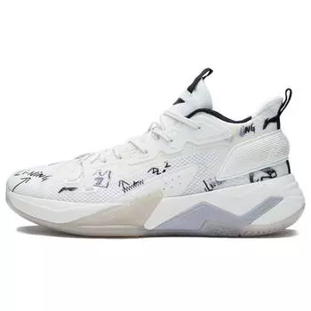 Баскетбольные кроссовки Li Ning War Falcon 2021 с низким уровнем амортизации, противоскользящие, износостойкие, низкие, мужские баскетбольные кроссовки белого и серого цвета ABAS045-5 43