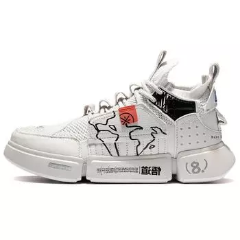Баскетбольные кроссовки Li Ning Wu Dao 2 Ace Shock Absorbing Anti-Slip, износостойкие, средней высоты, в стиле ретро, женские кроссовки Frost-White ABCS012-2 35