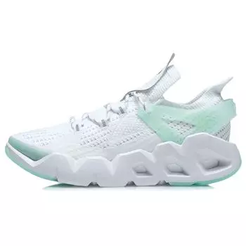 Баскетбольные кроссовки Li Ning Wudao 2.3 Delta One Piece Woven Reflective Shock Absorbing с низким верхом для женщин, белые и зеленые, AGBR046-2 36