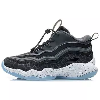 Баскетбольные кроссовки Li Ning Youth Dunk Master легкие, амортизирующие, средней высоты, детские баскетбольные кроссовки черного и серого цвета YKBP086-3 35