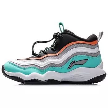 Баскетбольные кроссовки Li Ning Youth Kids Dunk Master Shock Absorbing Lightweight Rebound High Top Детские баскетбольные кроссовки Серо-зеленый YKBP086-5 38