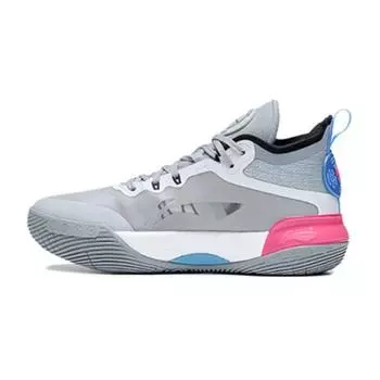 Баскетбольные кроссовки Li Ning Youth Pioneer Ling Premium 3.0 Sports с низким верхом, амортизирующие, износостойкие, детские баскетбольные кроссовки серо-розового цвета YKBT024-1 35