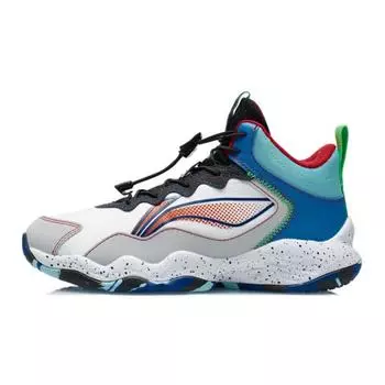Баскетбольные кроссовки Li Ning Youth Pioneer Spirit I TD, удобные, нескользящие, износостойкие, дышащие, средней высоты, детские баскетбольные кроссовки, белые, серые, YKBR050-3 27