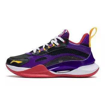Баскетбольные кроссовки Li Ning Youth Pioneer Ling Team 2.5, удобные сетчатые, нескользящие, амортизирующие, среднего размера, детские баскетбольные кроссовки, черные, фиолетовые, YKBS050-51 31