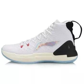 Баскетбольные кроссовки Li Ning Yu Shuai 13 One Piece Knitted Non-Slip Wear-Stick-Top с высоким берцем, мужские баскетбольные кроссовки белого цвета ABAP075-1 40