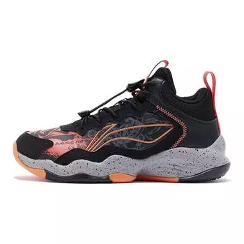 Баскетбольные кроссовки LiNing Pioneer TD с амортизацией, нескользящие, износостойкие, средней высоты, детские баскетбольные кроссовки, черные YKBR074-13 32