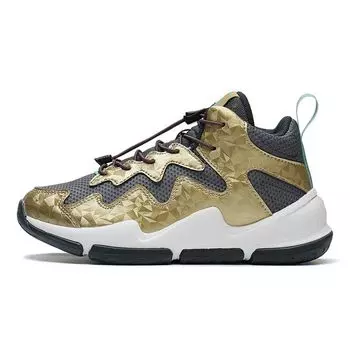 Баскетбольные кроссовки LiNing Youth Rebound Shock Absorbing Breathable Wear Resistance Non Slip Low Top Kids Basketball Shoes Black Gold YKBS088-1 39