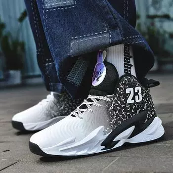 Баскетбольные кроссовки мужские ботинки спортивная обувь осень и зима новая кожаная поверхность актуальная боевая резиновая подошва молодежные студенческие кроссовки мужская обувь 35