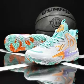 Баскетбольные кроссовки мужские новые 2024 года кожаные высокие спортивные кроссовки нескользящая резиновая подошва обувь для соревнований звук трения 35
