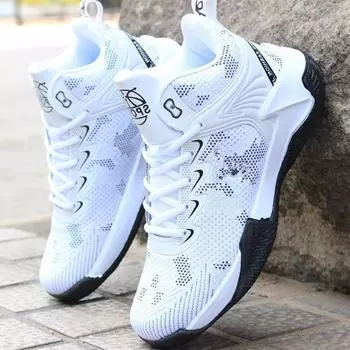 Баскетбольные кроссовки мужские спортивные кроссовки мужские осенние мужские плетеные дышащие кроссовки нескользящие прогулочные кроссовки мужские белые 38