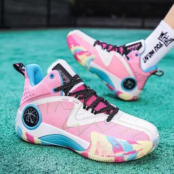 Баскетбольные кроссовки с высоким берцем 2023 года: Износостойкий, нескользящий и практичный для студентов. бежевый