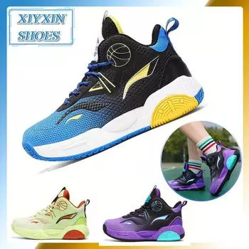 Баскетбольные кроссовки Tide Cool Mixed Colours Mesh для мальчиков, для тренировок в помещении и на открытом воздухе, с дышащей нескользящей спортивной обувью 33/20CM фиолетовый