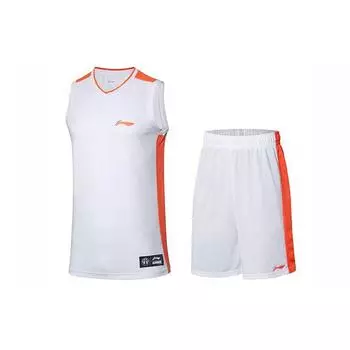 Баскетбольный комплект Li Ning Color Block Design Patch, мужская спортивная одежда, белый цвет AATP067-8 S