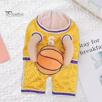 Баскетбольный костюм для собаки с мячом на Хэллоуин, баскетбольная майка для питомца, собака, держащая мяч, баскетбольная форма, нарядный наряд S B