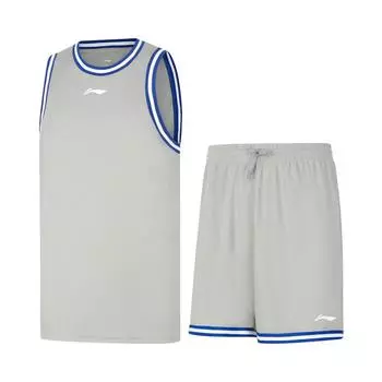 Баскетбольный костюм Li Ning Professional Basketball Series с логотипом и дышащим принтом, спортивная одежда для мужчин, Ultimate-Gray AATU017-9 S