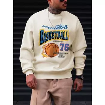 Баскетбольный огонь спортивный стиль 76 букв мужская одежда Rtero осенняя толстовка с капюшоном флис свободные пуловеры повседневная мужская уличная одежда S