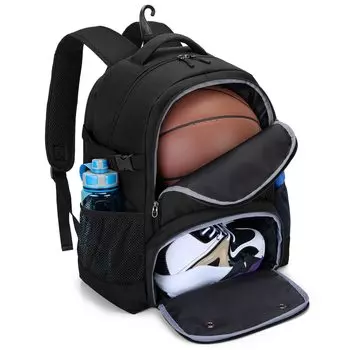 Баскетбольный рюкзак, детский баскетбольный рюкзак, клубный рюкзак для занятий баскетболом, рюкзак для хранения мячей, футбольный рюкзак [DSLEAF] для студентов/взрослых (черный) чёрный