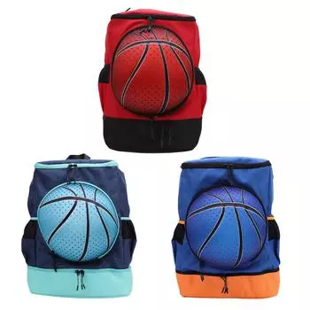 Баскетбольный рюкзак с отделением для обуви, дышащий футбольный рюкзак из ткани Оксфорд, спортивная сумка для отдыха на природе Blue Orange Size 4 Ball