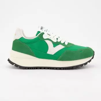 Baskets en cuir verde semelle paisse et crante Femme VICTORIA 37 зелёный