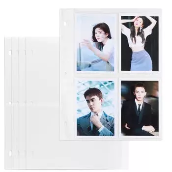Baskiss 25 Pieces Bromide Refill 4 Pocket Refill Super Thick Bromide L Photo DSC Photo L Size Clear File Storage Holder Replaceable Pocket File for