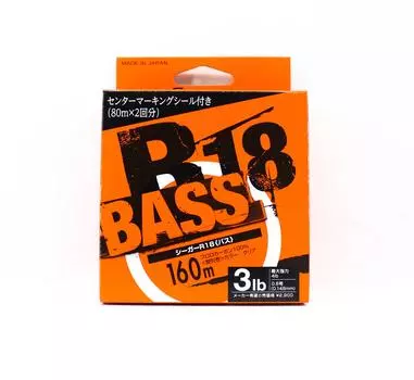 Басовая линия Seaguar из флюорокарбона R18, 160 м, 3 фунта, 0,148 мм (3325)