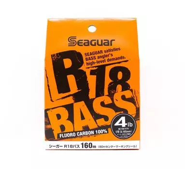 Басовая линия Seaguar из флюорокарбона R18, 160 м, 4 фунта, 0,165 мм (3332)