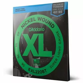 Басовая струна D Addario, никель, сбалансированное натяжение, длинная мензура, .040-.095 EXL220BT [] зелёный