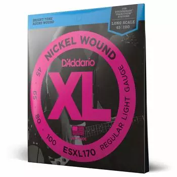 Басовая струна с двойным шариком на конце, никелевая, легкая ESXL170 D Addario .045-.100 []