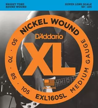 Басовые струны из никеля с супер длинной мензурой EXL160SL D Addario .050-.105 []