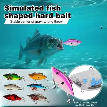 Bass Fish Fake Fish VIB Fake Fish Shallow Water Swim Fake Fish Wobbler With Hook 3D Fishing Eyes Suitable For Bass Trout And Saltwater One Size чёрный