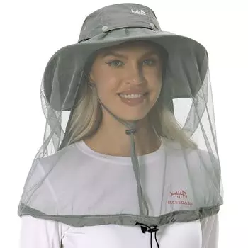 Bassdash Bug Proof Insect Wide Fishing включает в себя солнцезащитную шляпу с унисекс [Bassdash] шляпой, репеллентом, полями, шляпой, тканью, сеткой, светло-серый